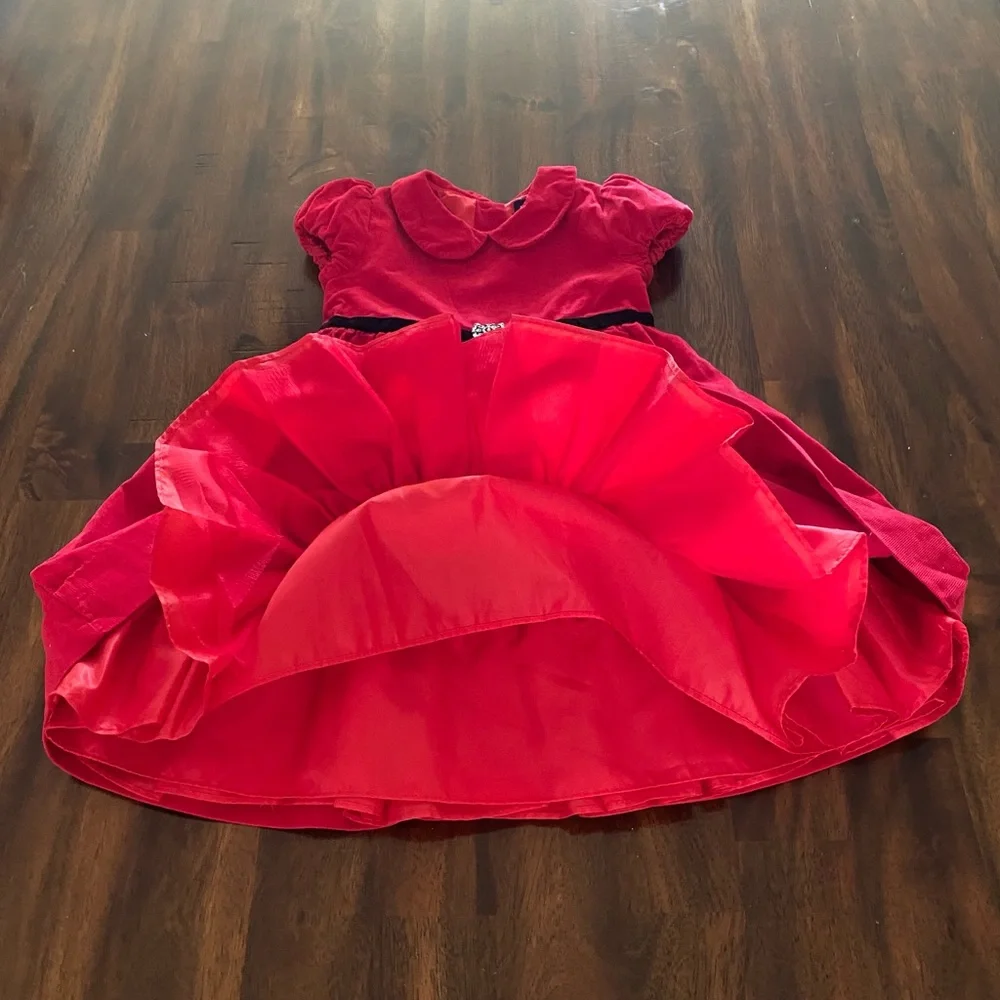 Ralph Lauren Red A-Line Corduroy Dress with Flutter Cap Sleeves